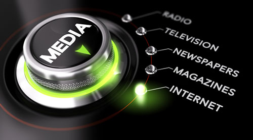 Media-shot picture of a media button with various media options